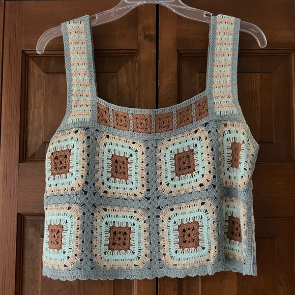 Glamorous Tops - Glamorous Multicolor Crochet Crop Top-Size Large
